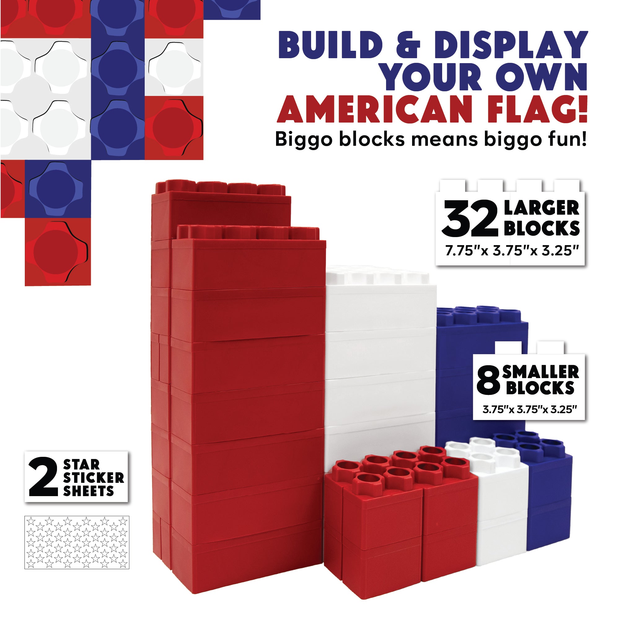 Afc Block Jumbo Building Blocks 40 PC - American Flag Set – BiggoBlocks