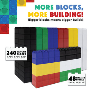 Jumbo Building Blocks Mega Set – 288 PC – Large Blocks for Kids
