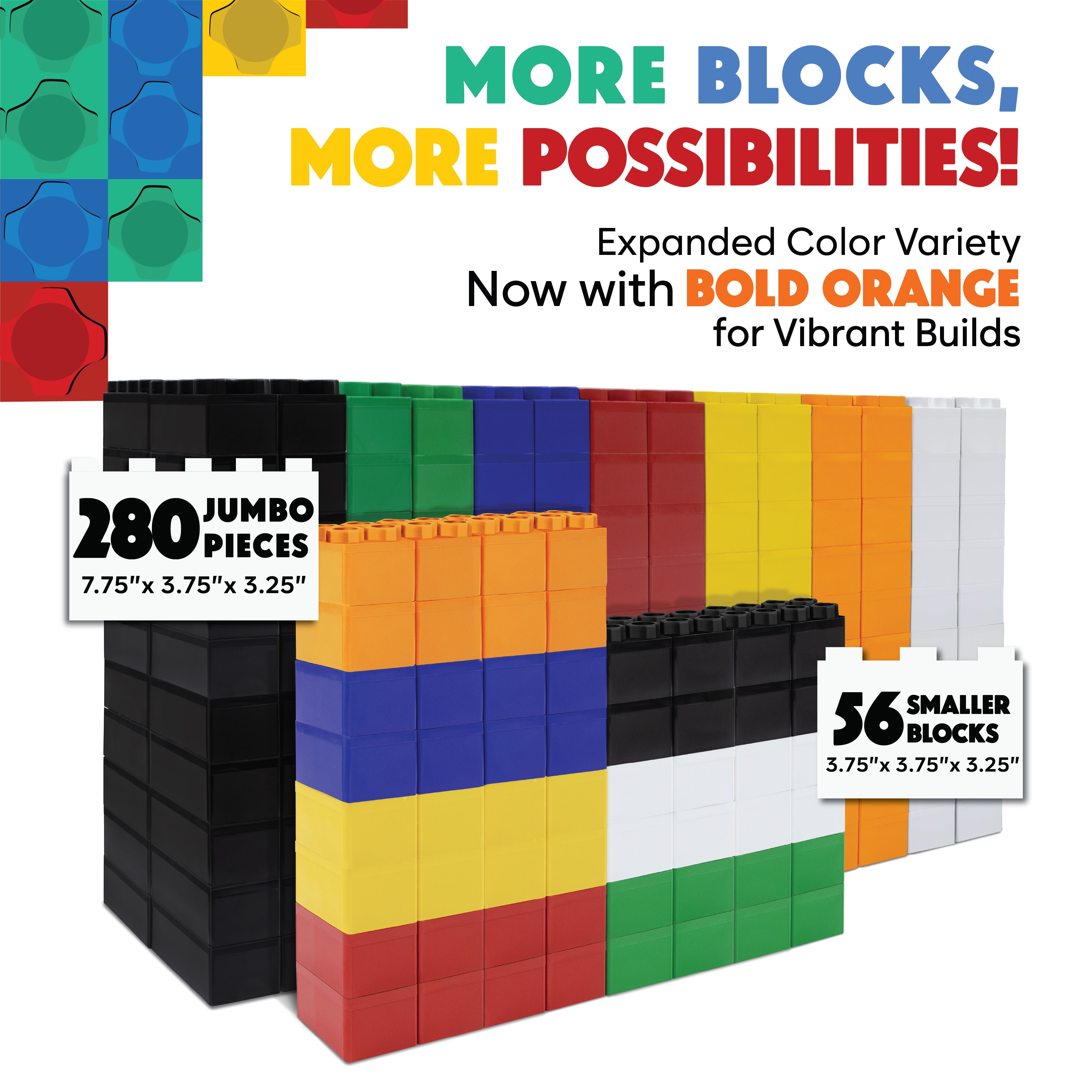 Jumbo Building Blocks Mega Set – 336 PC – Large Blocks for Kids ...