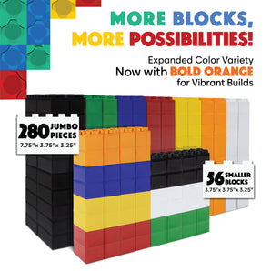 Jumbo Building Blocks Mega Set – 336 PC – Large Blocks for Kids