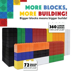 Jumbo Building Blocks Mega Set – 432 PC – Large Blocks for Kids