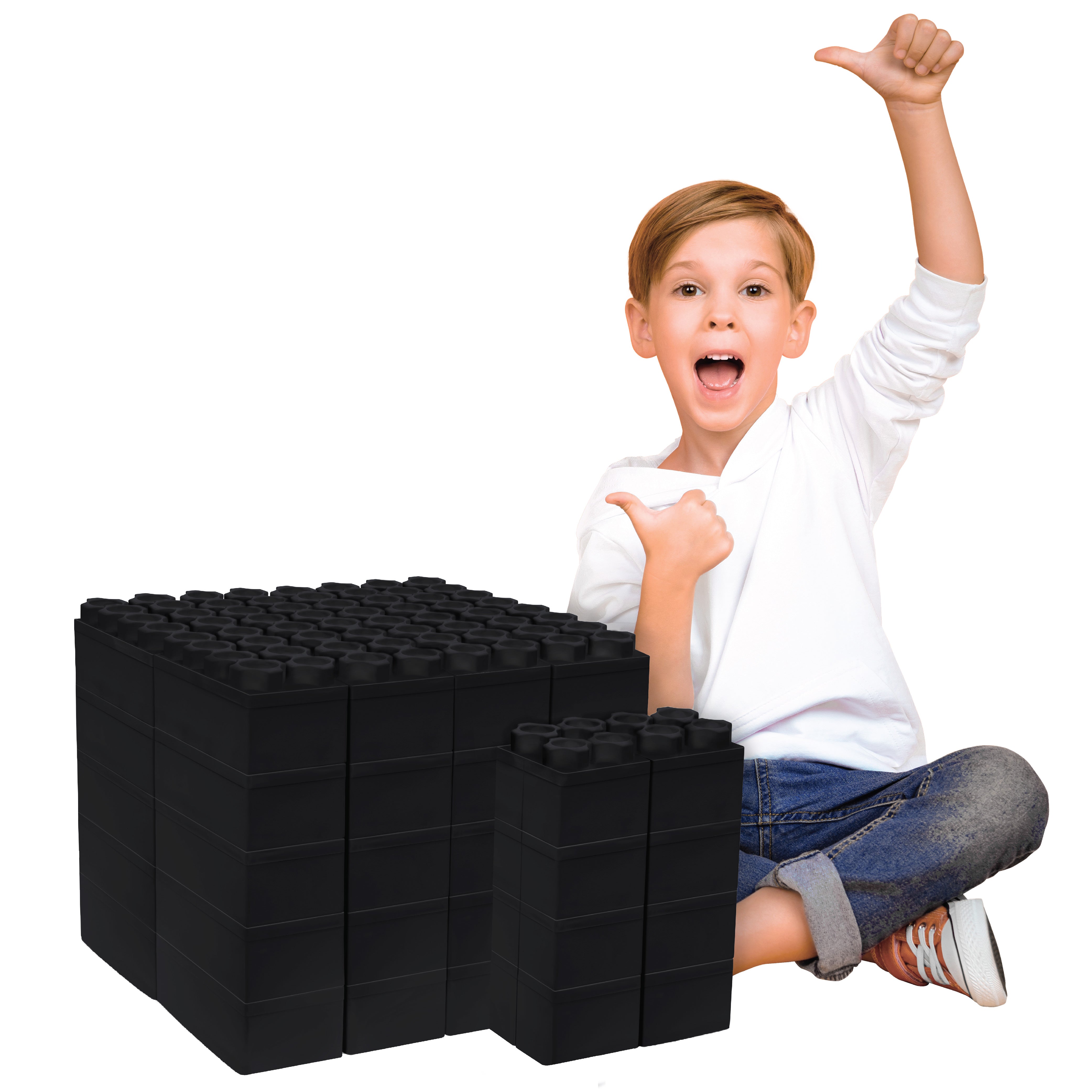 Jumbo Building Blocks Black 48 PC - Single Color Set