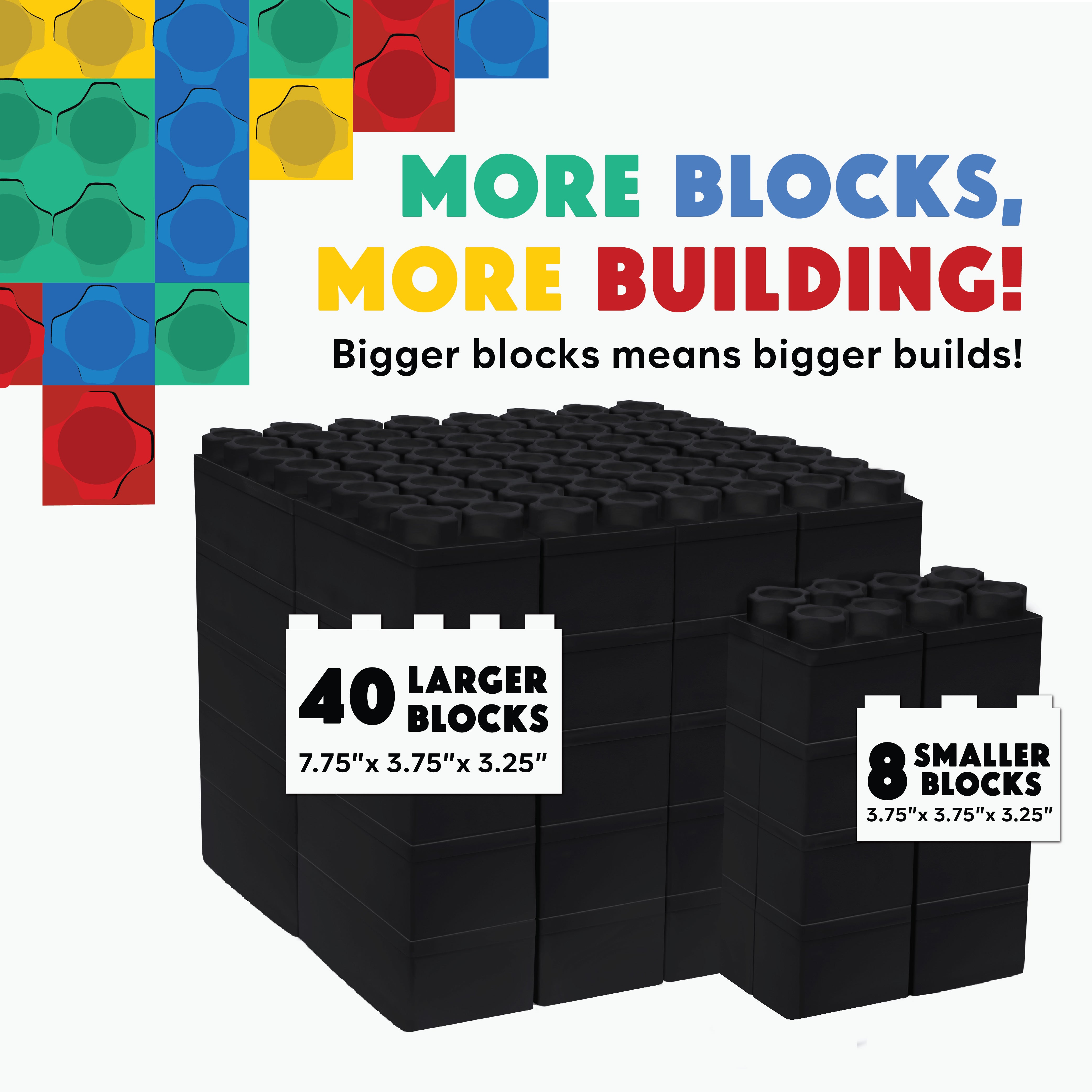 Jumbo Building Blocks Black 48 PC - Single Color Set