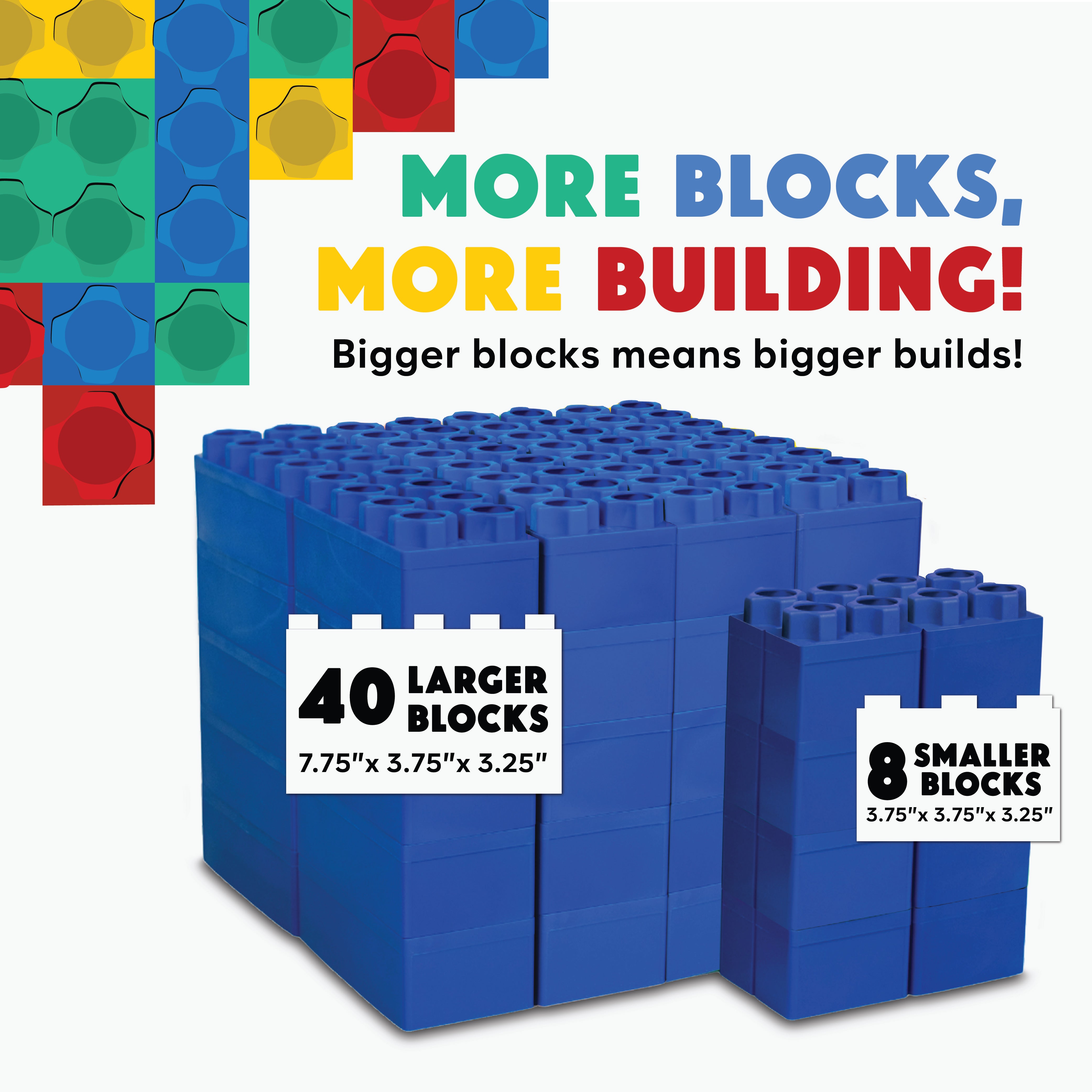 Jumbo Building Blocks Blue 48 PC - Single Color Set