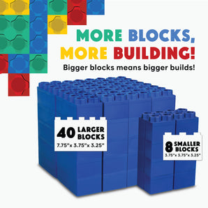 Blocs de construction géants bleus, 48 ​​pièces, ensemble de couleur unique