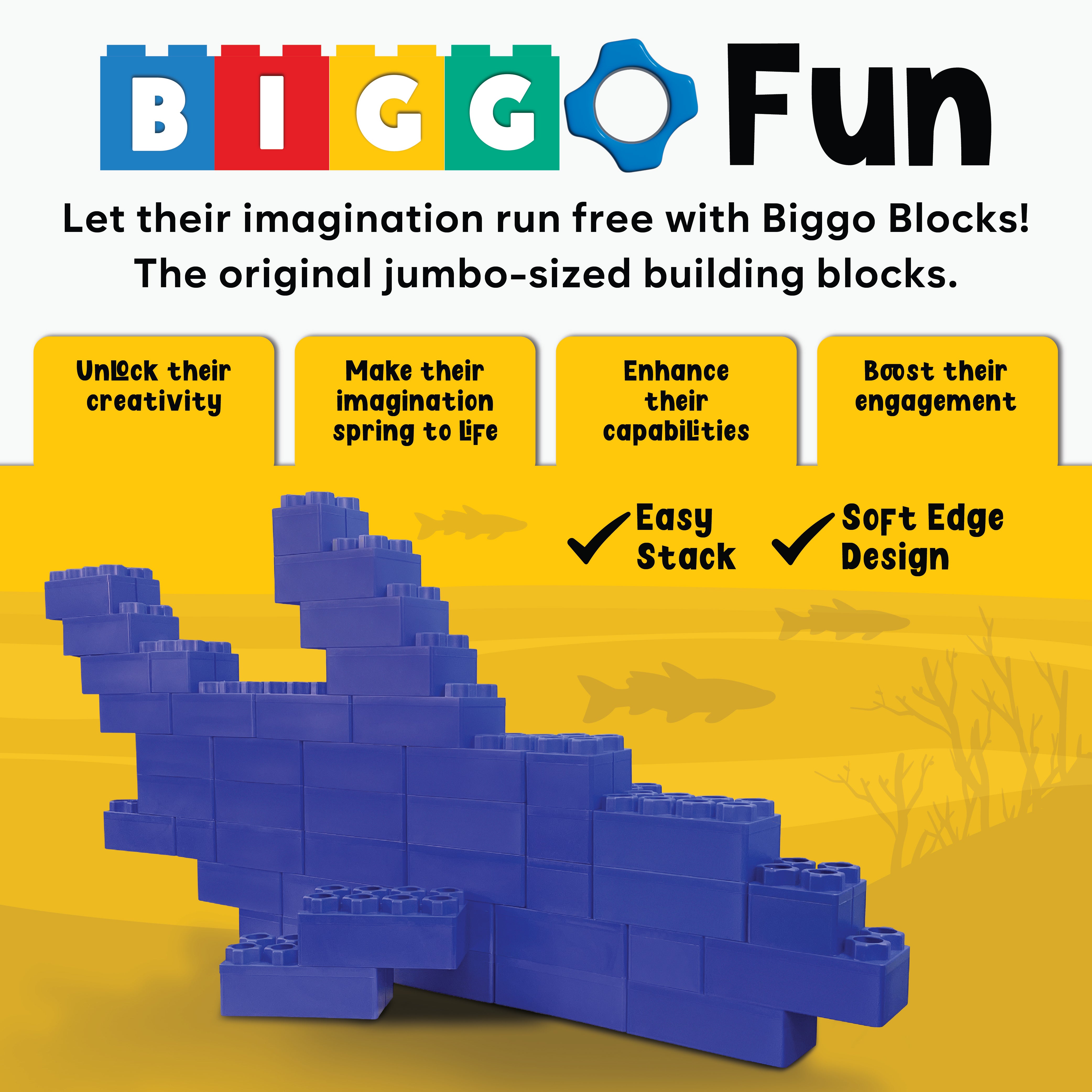 Large Blue Blocks Biggo Blocks Jumbo Building Blocks Blue 48 PC - Single Color Set ...