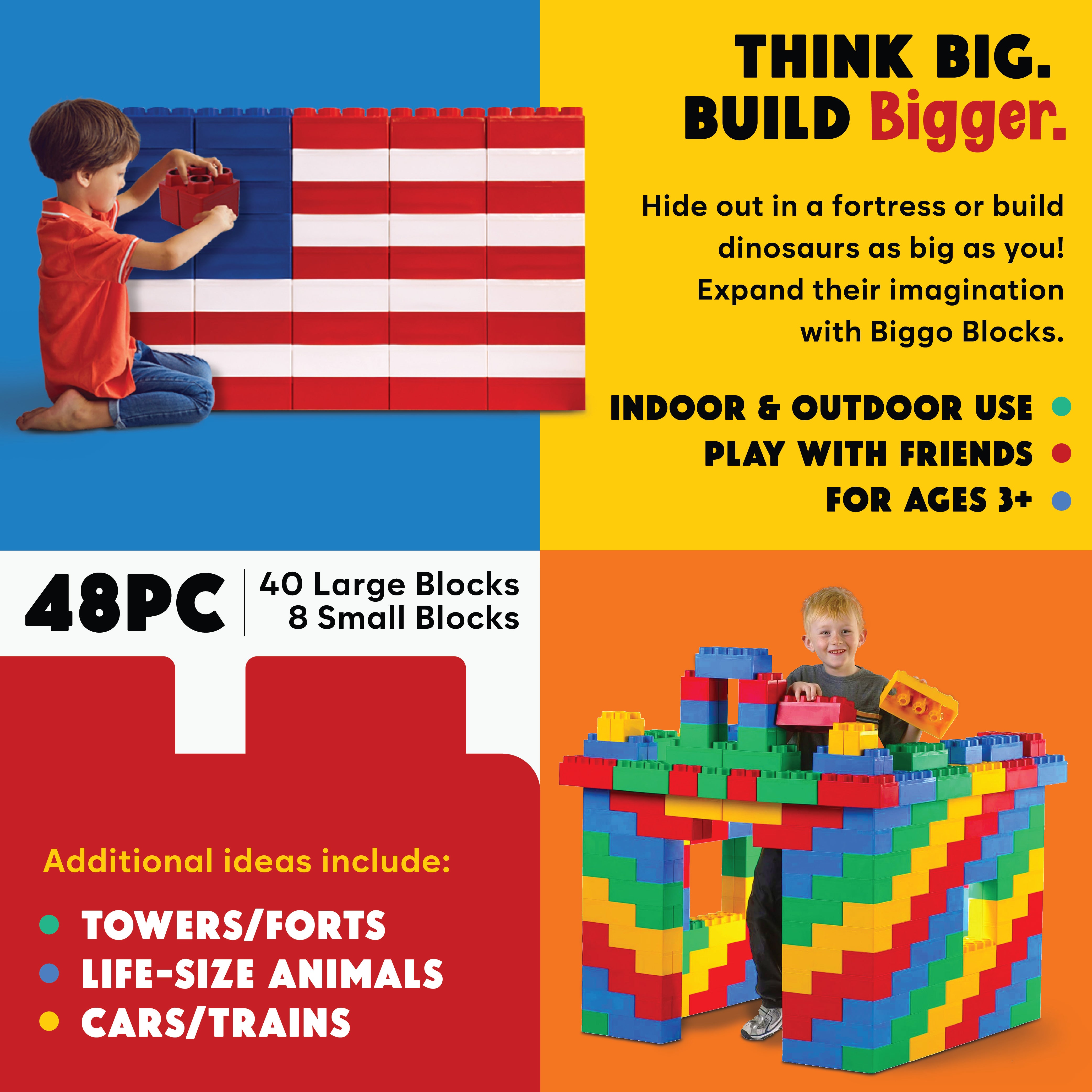 Biggo Blocks Jumbo Building Blocks Blue 48 PC - Single Color Set ...