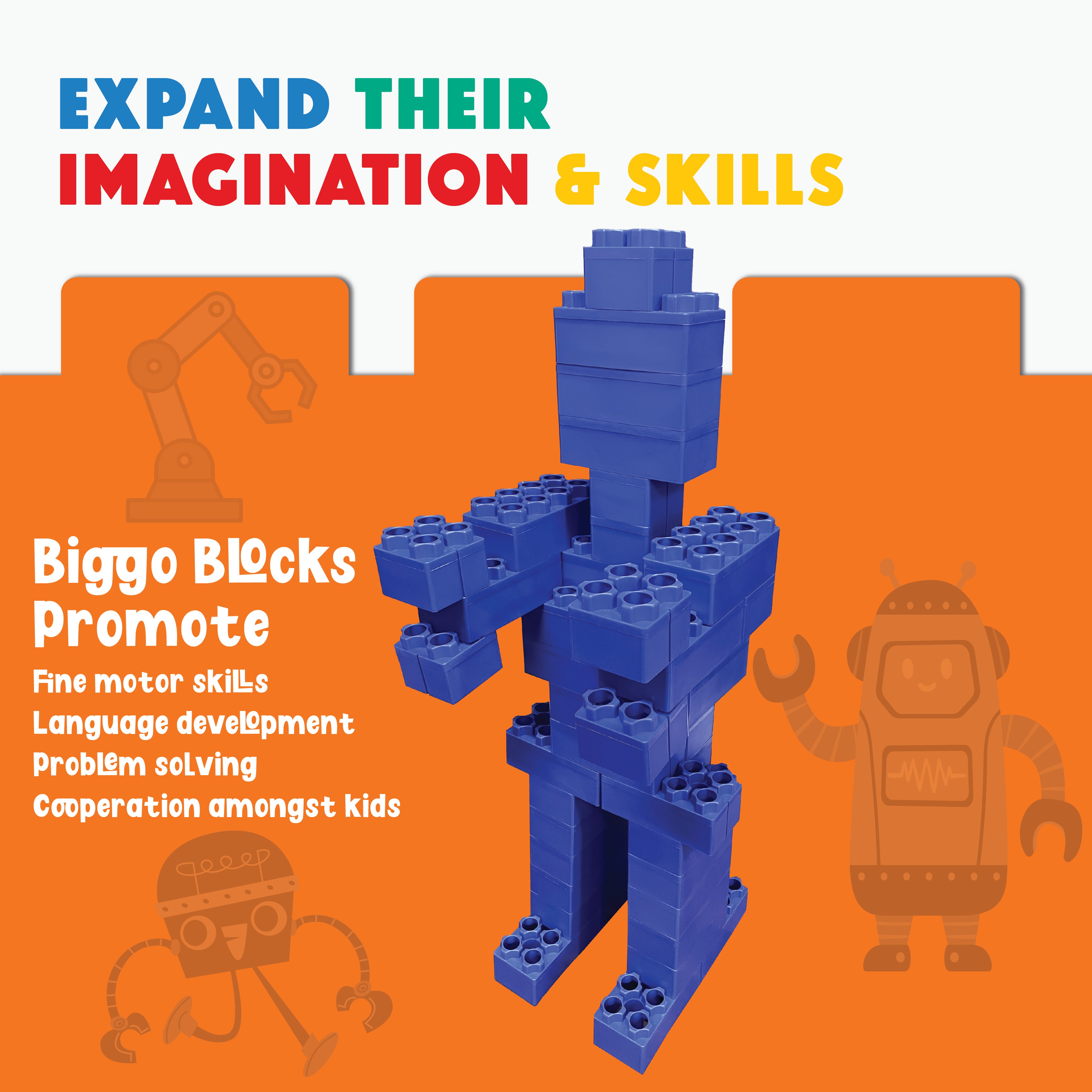 Blue Small Blocks Biggo Blocks Jumbo Building Blocks Blue 48 PC - Single Color Set ...