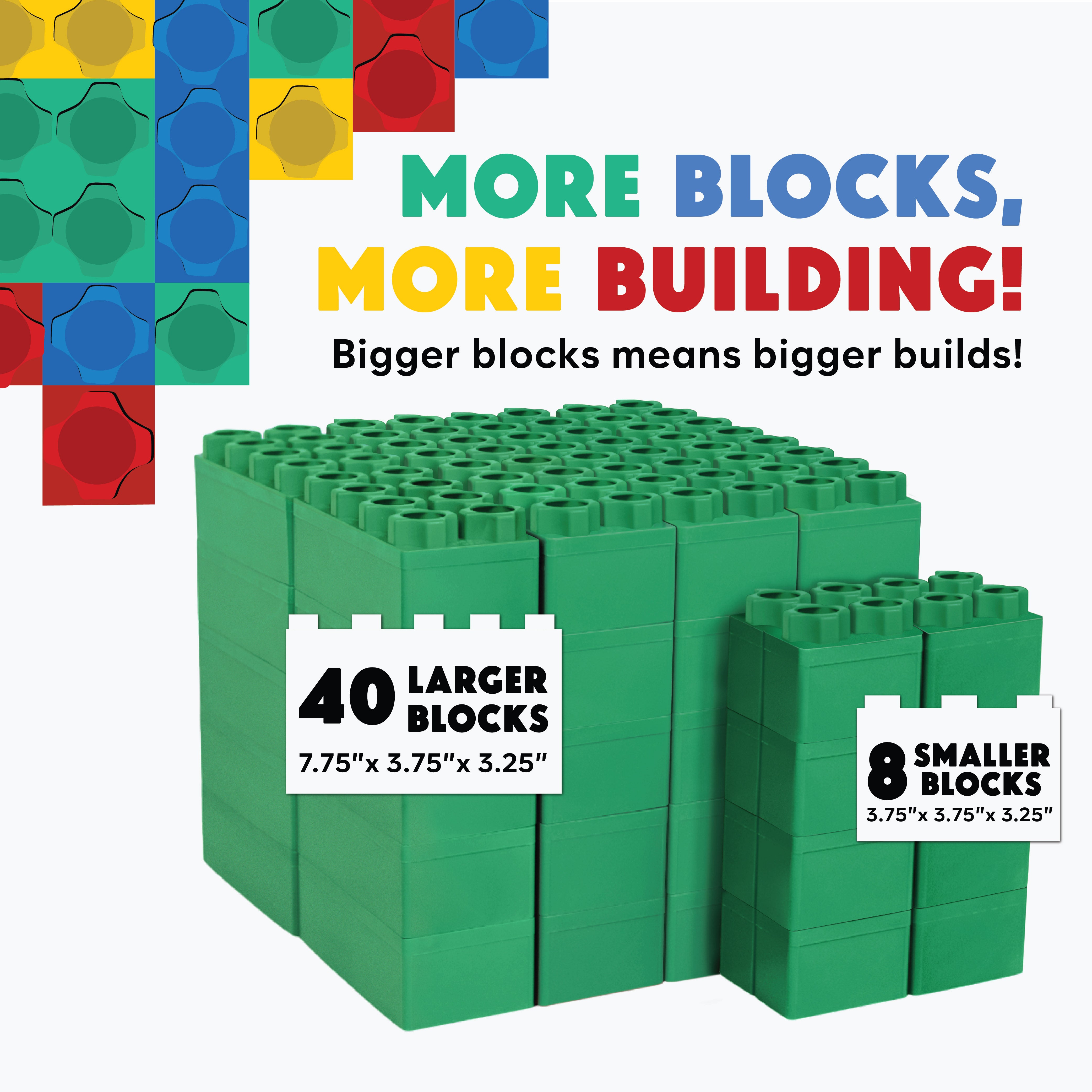 Jumbo Building Blocks Green 48 PC - Single Color Set