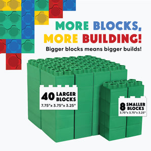 Blocs de construction géants verts, 48 ​​pièces, ensemble de couleur unique
