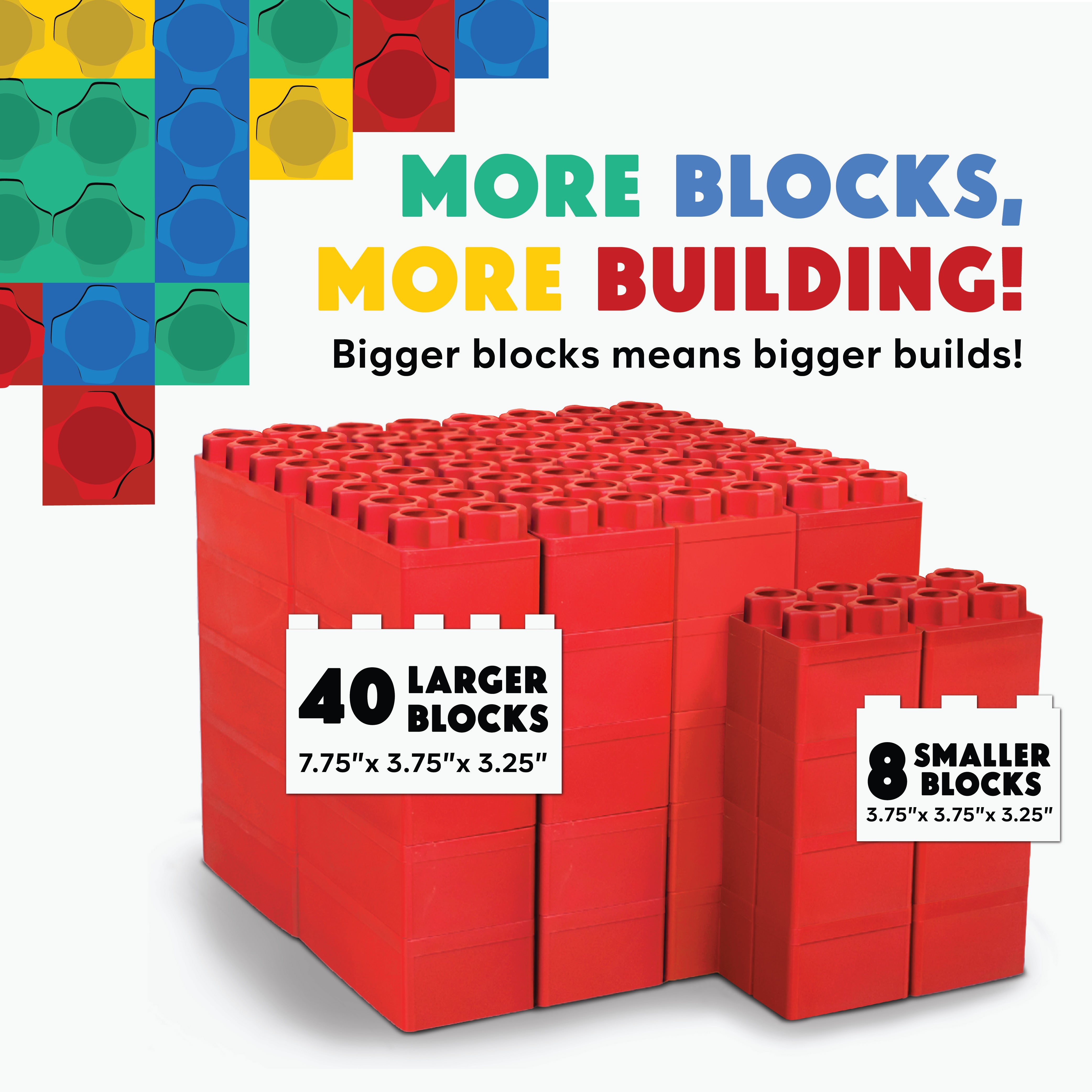 Jumbo Building Blocks Red 48 PC - Single Color Set