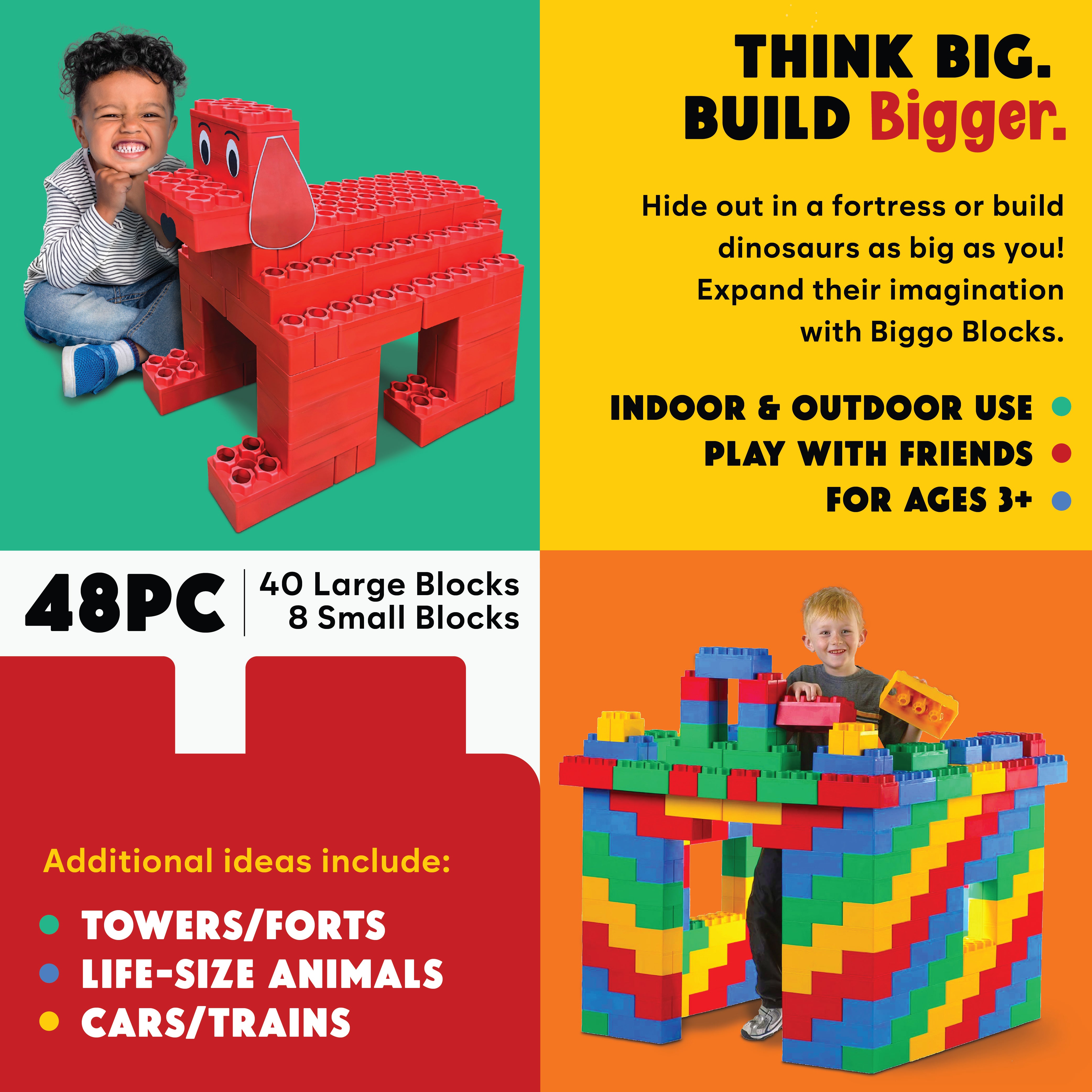 Biggo Blocks Jumbo Building Blocks Red 48 PC - Single Color Set ...