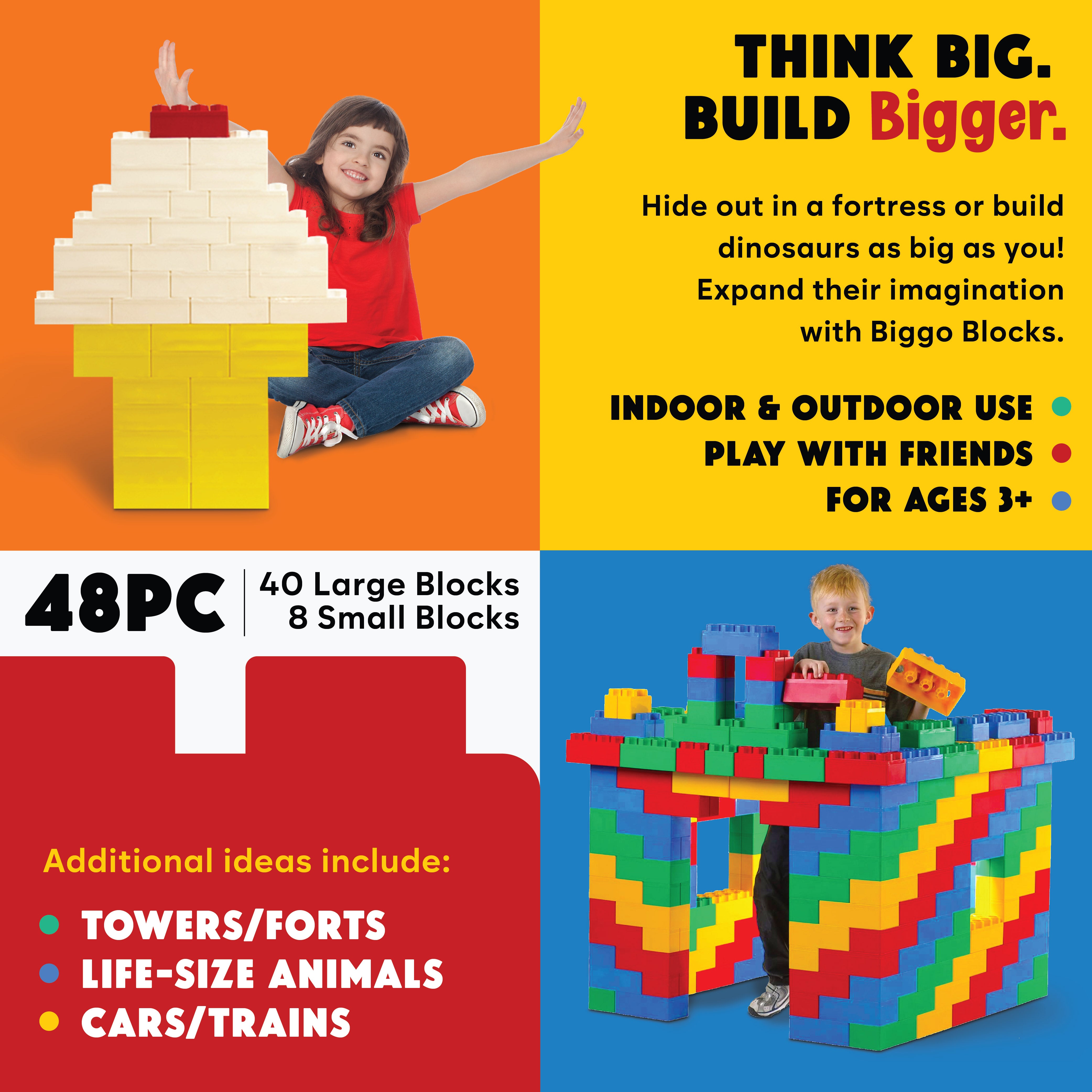 Color Full Building Blocks Biggo Blocks Jumbo Building Blocks Yellow 48 PC - Single Color Set ...