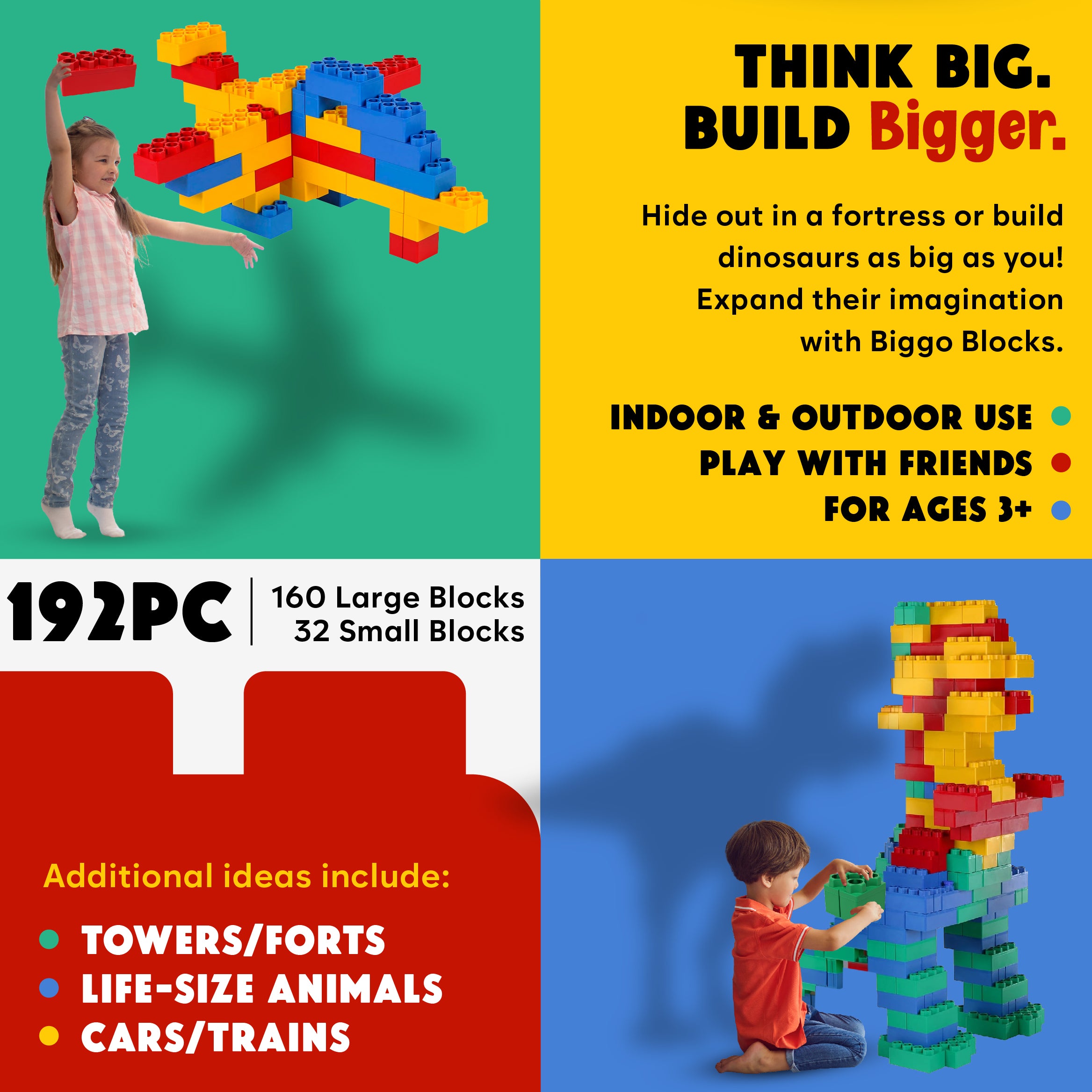Biggo Blocks Jumbo Building Blocks 192 PC - Jumbo Set – BiggoBlocks