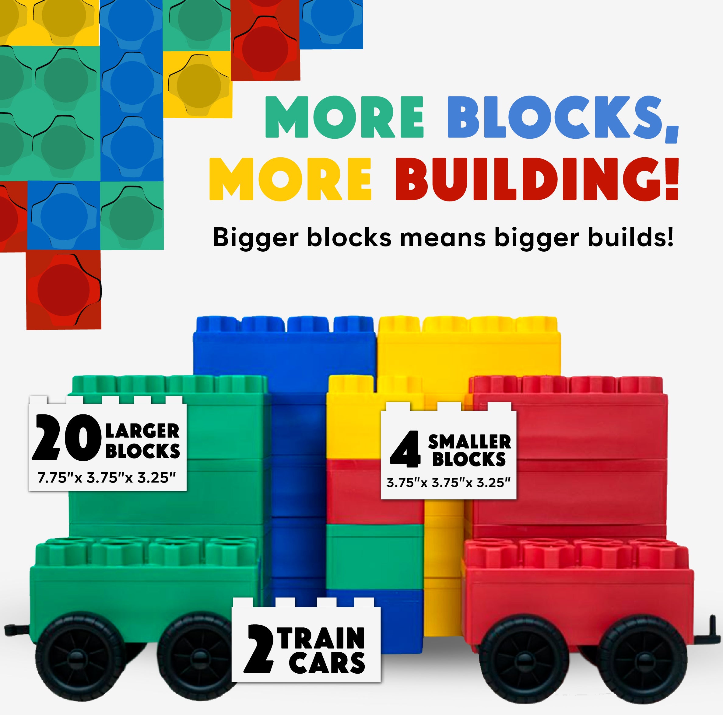 Jumbo Building Blocks 24 PC with 2 Wheel Kits - Big City Set