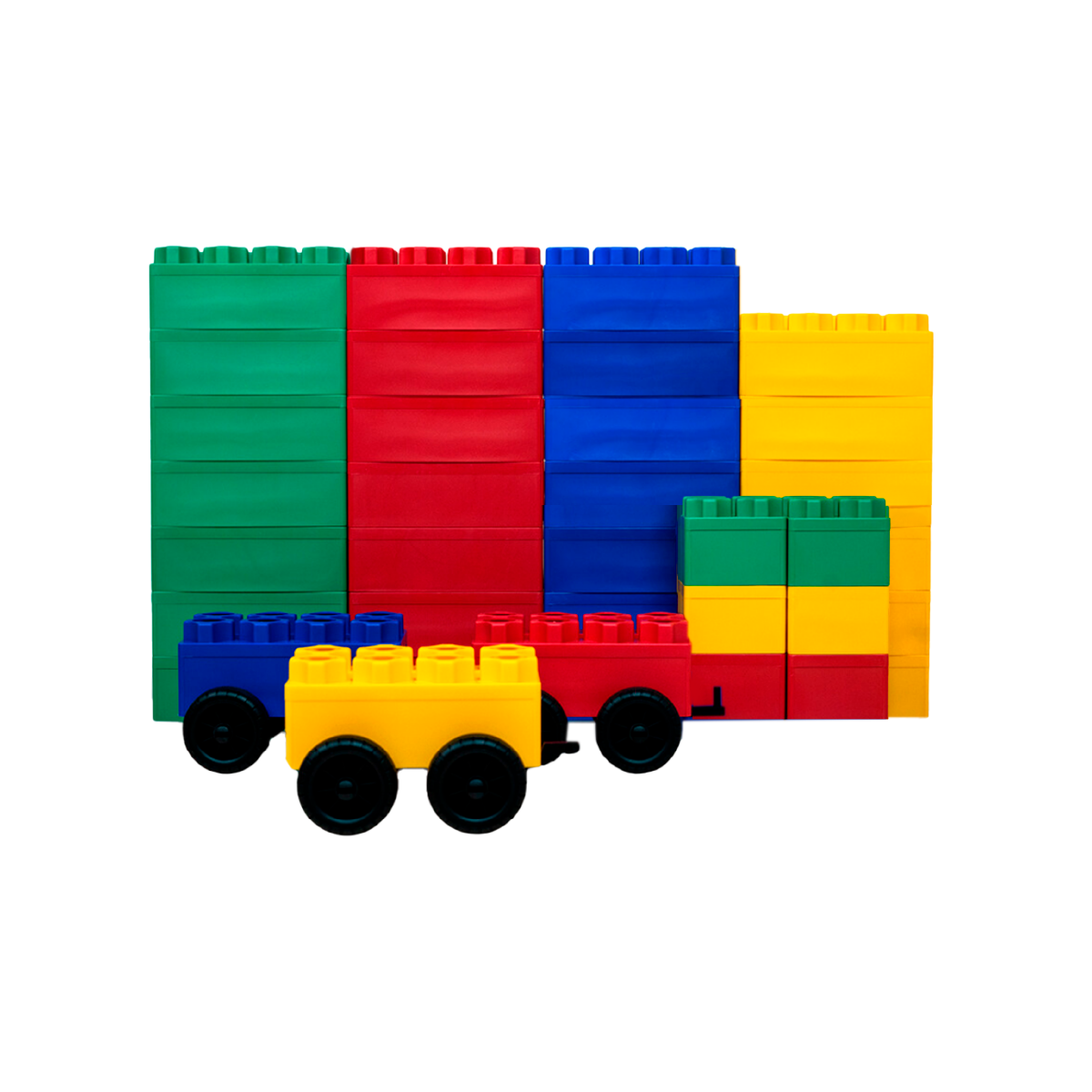 Jumbo Building Blocks 36 PC with 3 Wheel Kits - Train Set