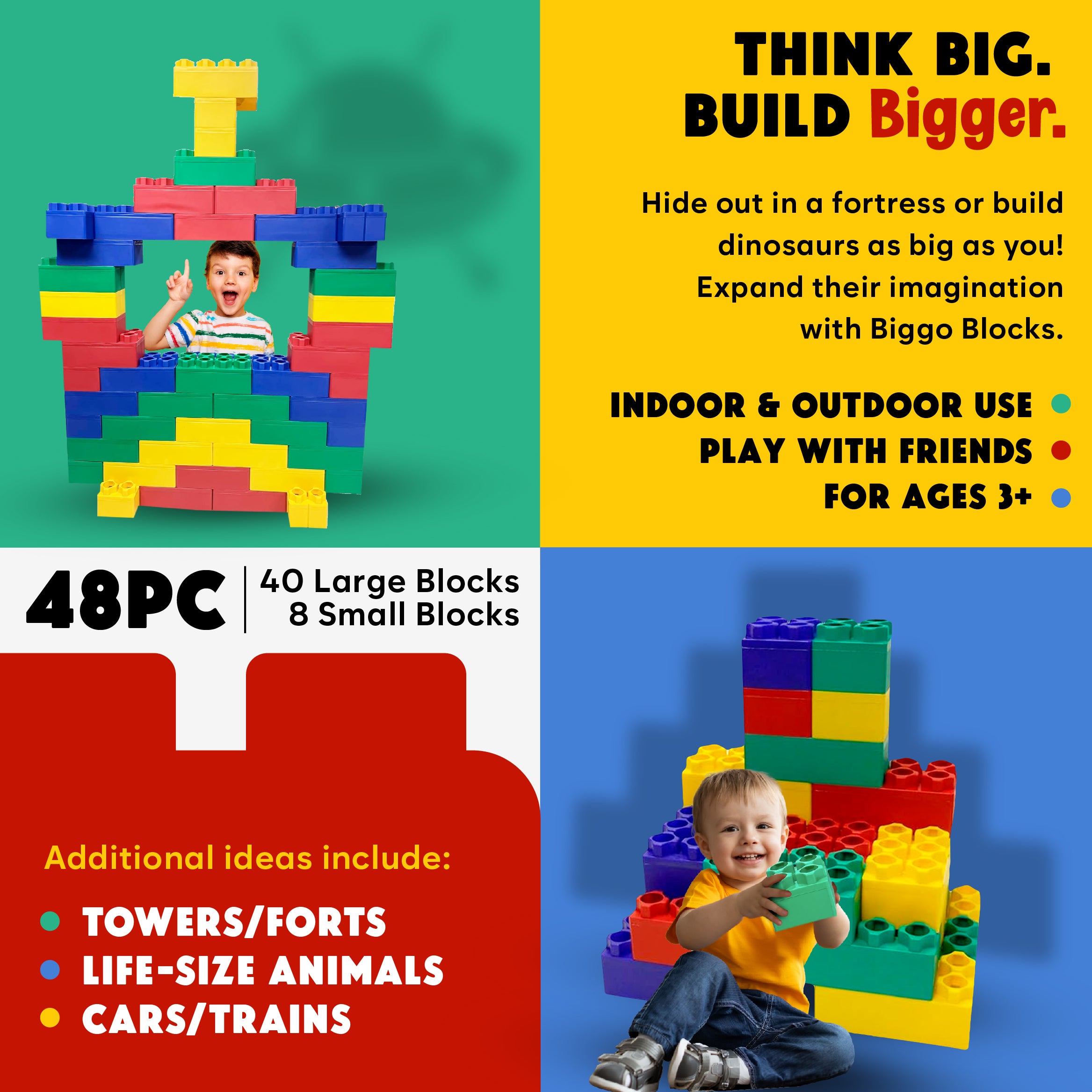 Biggo Blocks Jumbo Building Blocks 48 PC - Learner Set – BiggoBlocks