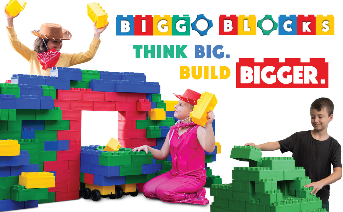 Biggo Blocks Jumbo Building Blocks 36 PC with 3 Wheel Kits - Train Set ...