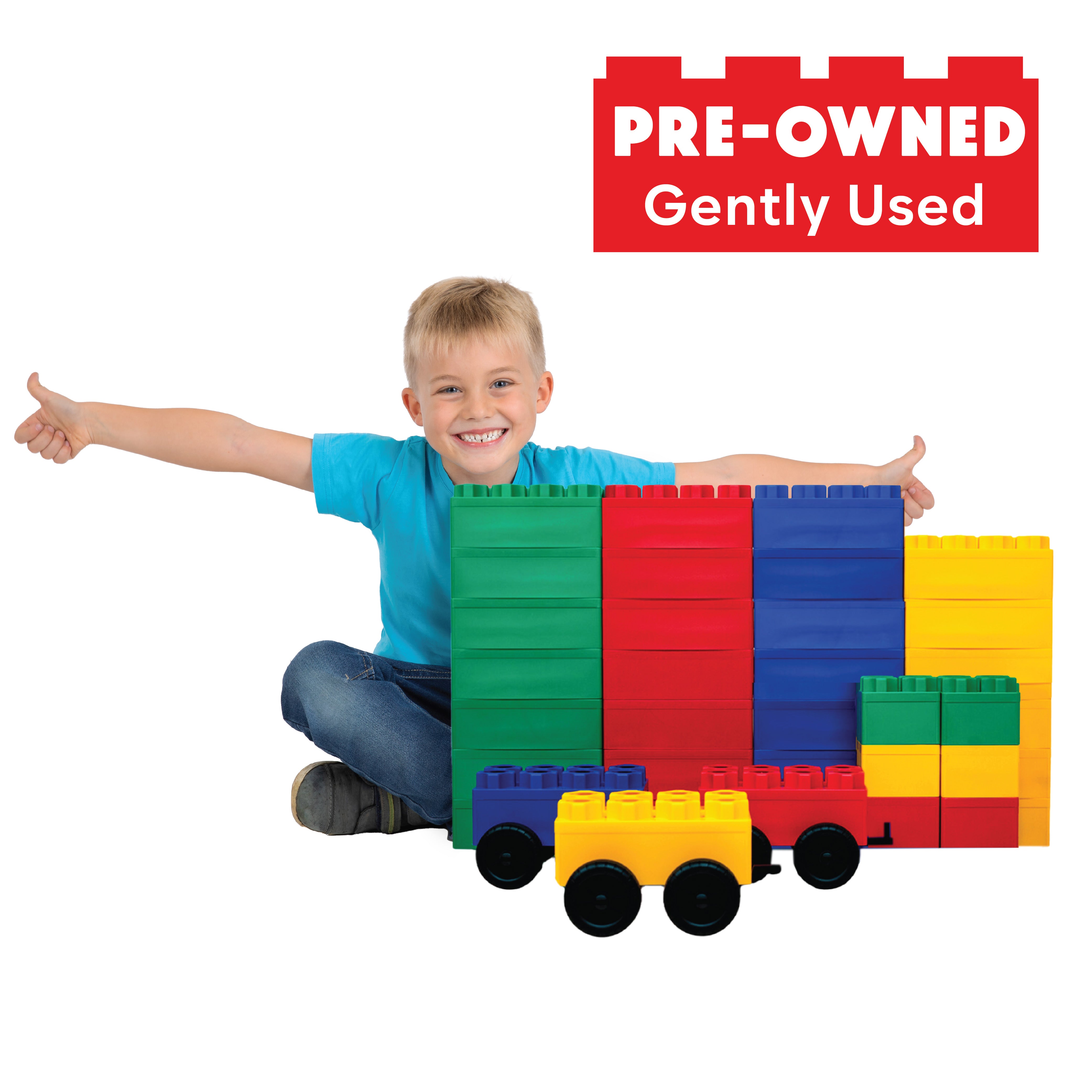 [Pre-Owned] Jumbo Building Blocks 36 PC with 3 Wheel Kits - Train Set 2NDS